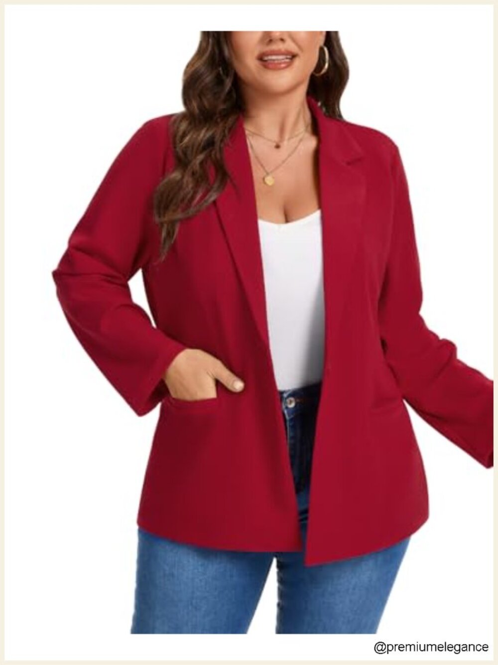 Women Plus Size Long Sleeve Notch Lapel Blazer Business Casual Office Jacket